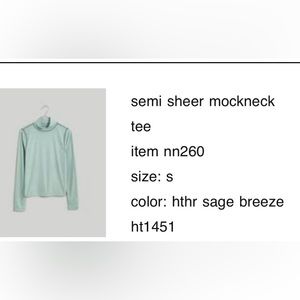 Madewell semi sheer mock neck tee